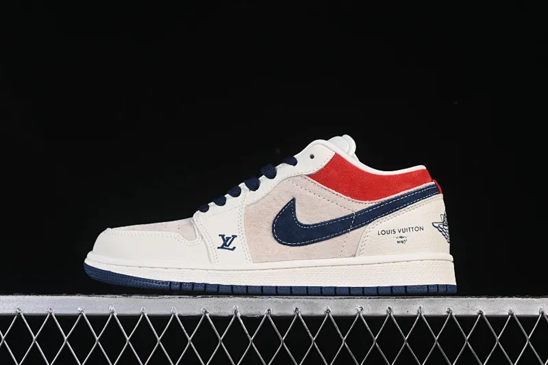 All categories Air Jordan Jordan series basketball shoes Air Jordan 1 Low Air Jordan 1 Low AJ1 Joe 1 joint model off-white red blue pig eight high-end customized low-top retro basketball shoes LD8888-009